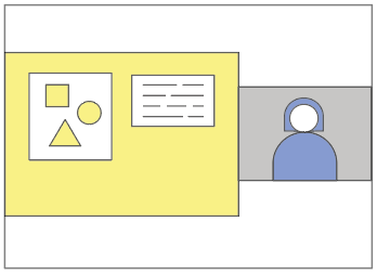 an illustration of slides and a person, to show that recordings can include both slides and yourself